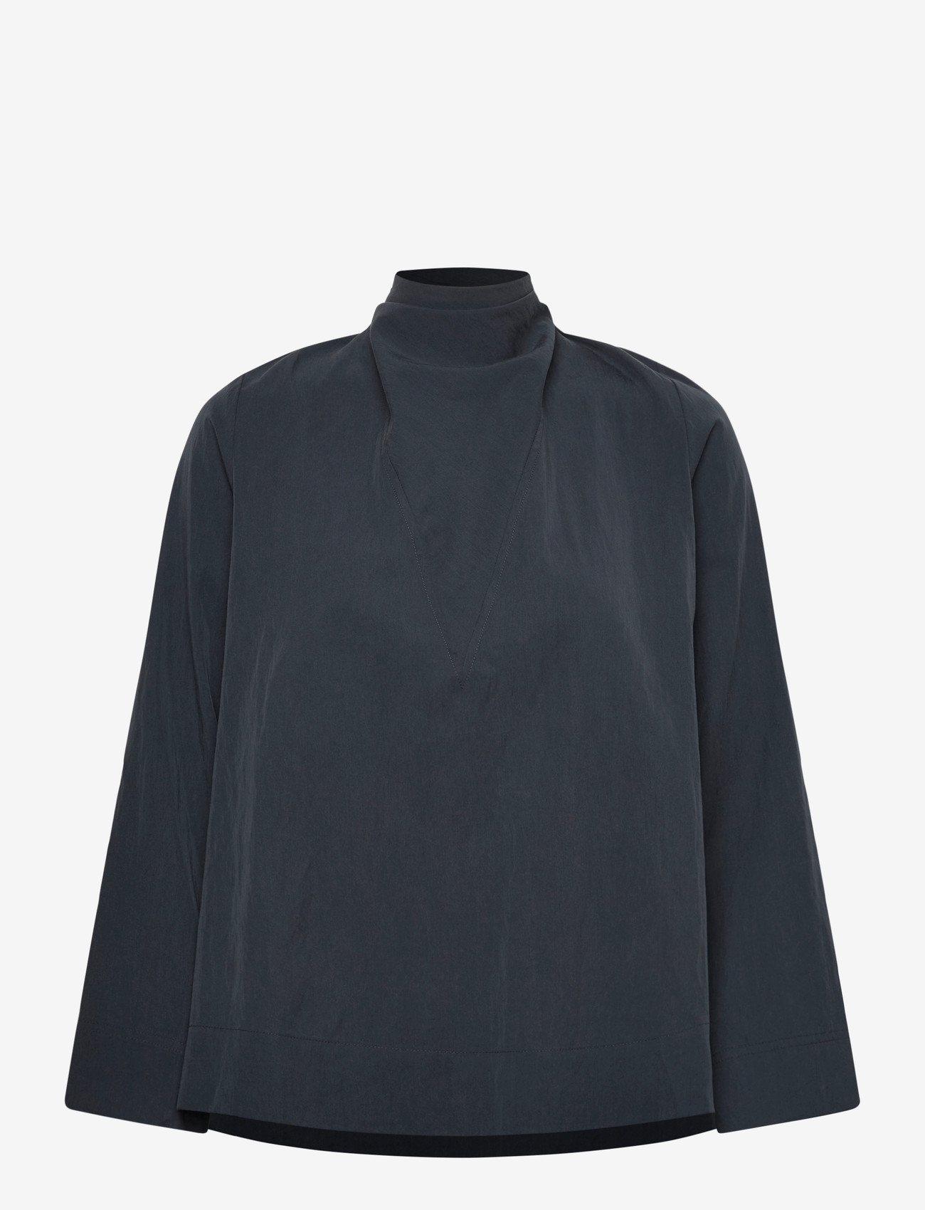 Rue de Tokyo - SEMIRA CRINKLED TENCEL - long sleeved blouses - dark navy - 0
