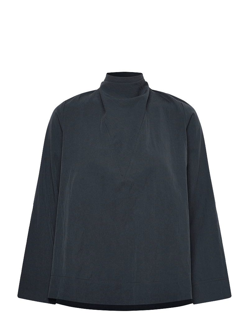 Rue de Tokyo - SEMIRA CRINKLED TENCEL - long sleeved blouses - dark navy - 0