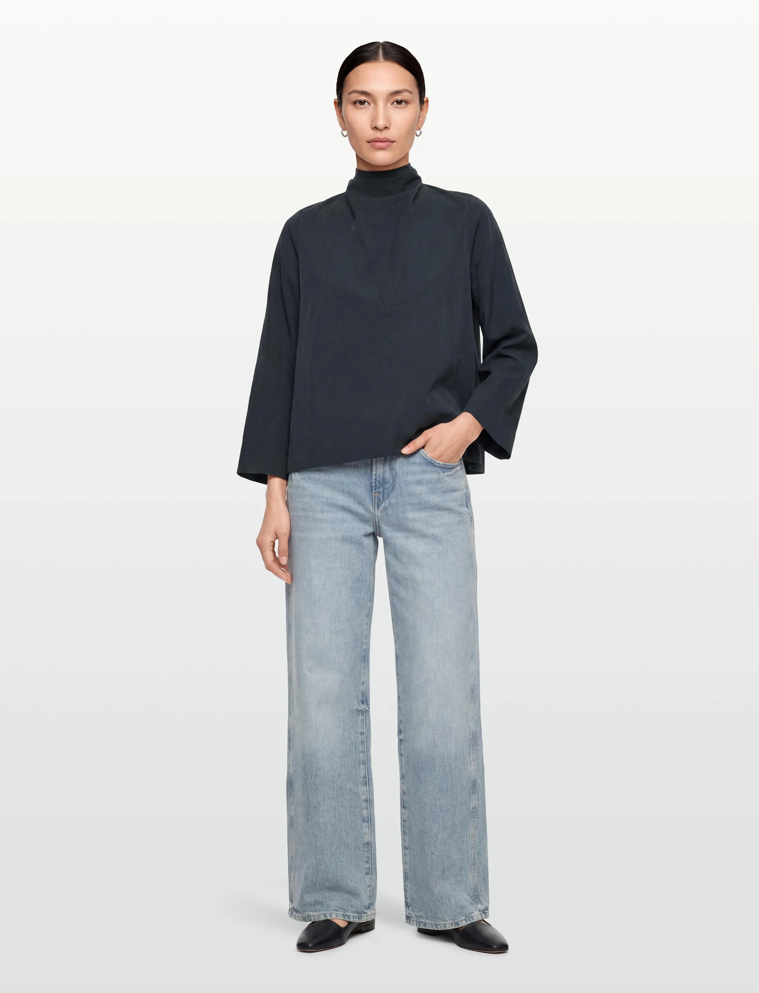 Rue de Tokyo SEMIRA CRINKLED TENCEL - Pluusid ja särgid - DARK NAVY / navy