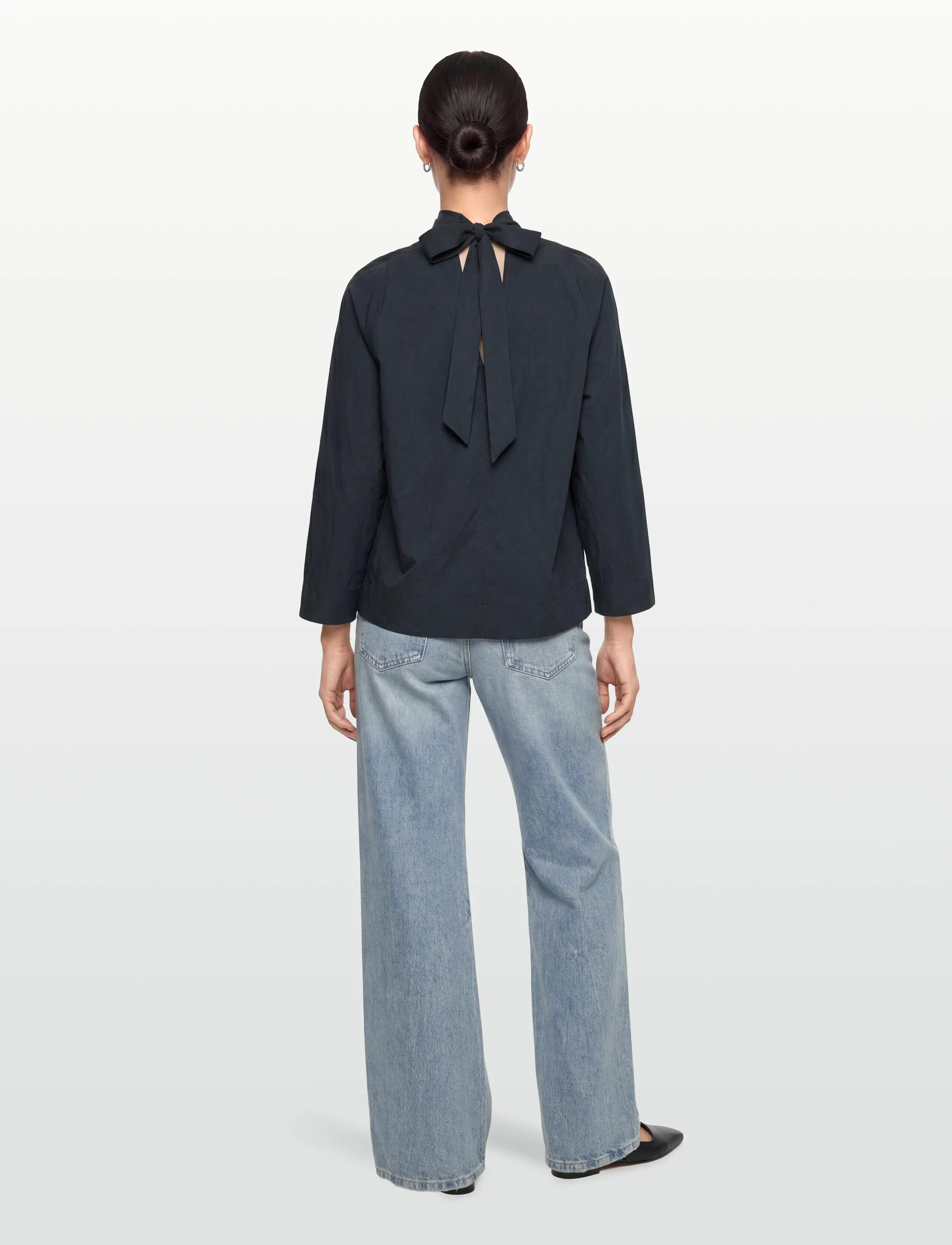 Rue de Tokyo - SEMIRA CRINKLED TENCEL - pikkade varrukatega pluusid - dark navy - 4