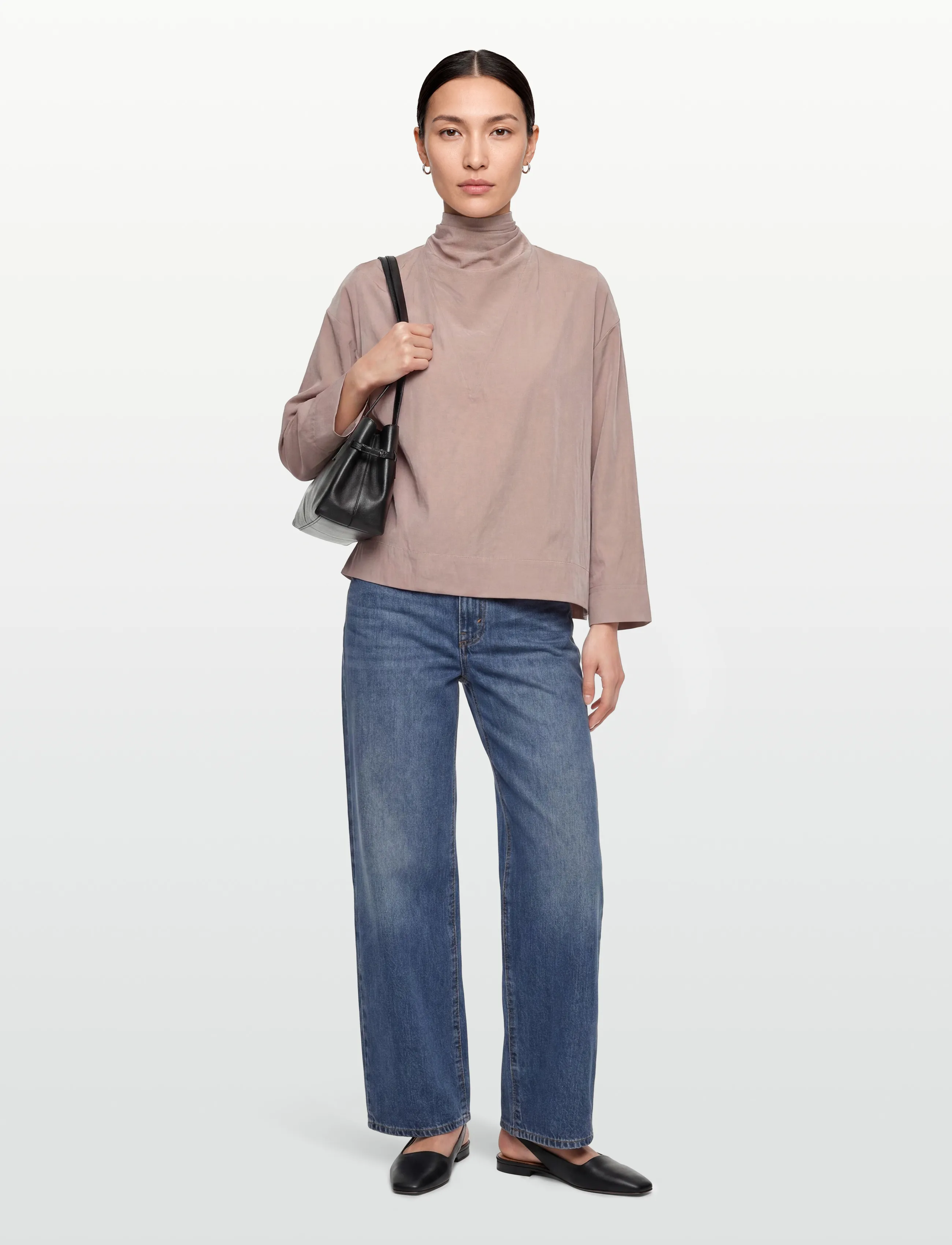 Rue de Tokyo Semira Crinkled Tencel, Kvinder, Cowlneck Bluse, Pink, Str: XS