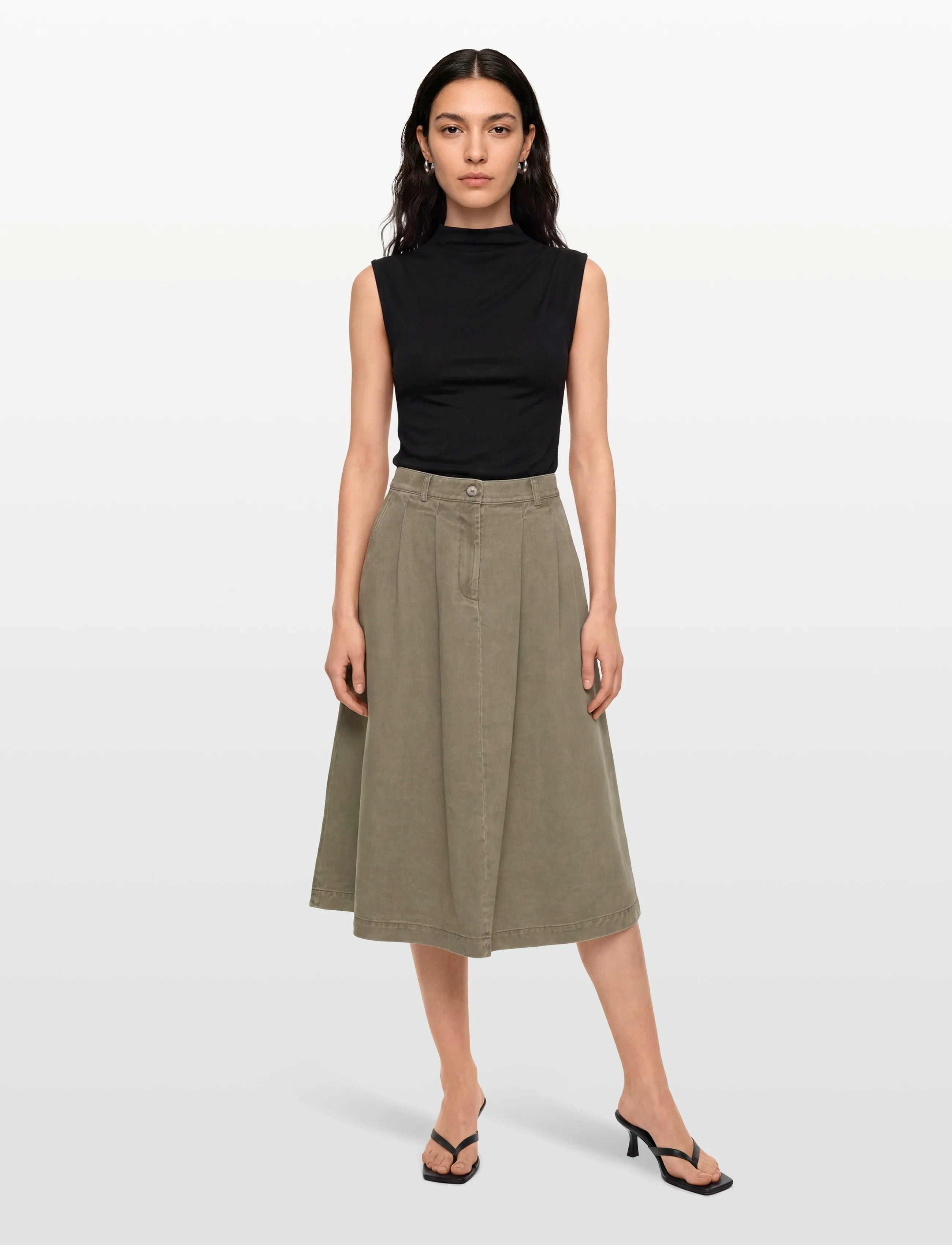 Rue de Tokyo PEN FADED TWILL - Midi kjolar - SAGE GREEN / khaki/green