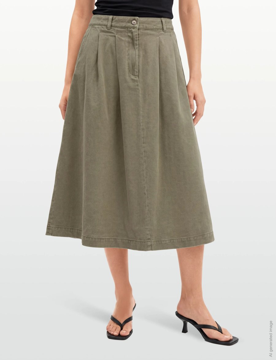 Rue de Tokyo - PEN FADED TWILL - plisseeritud seelikud - sage green - 3