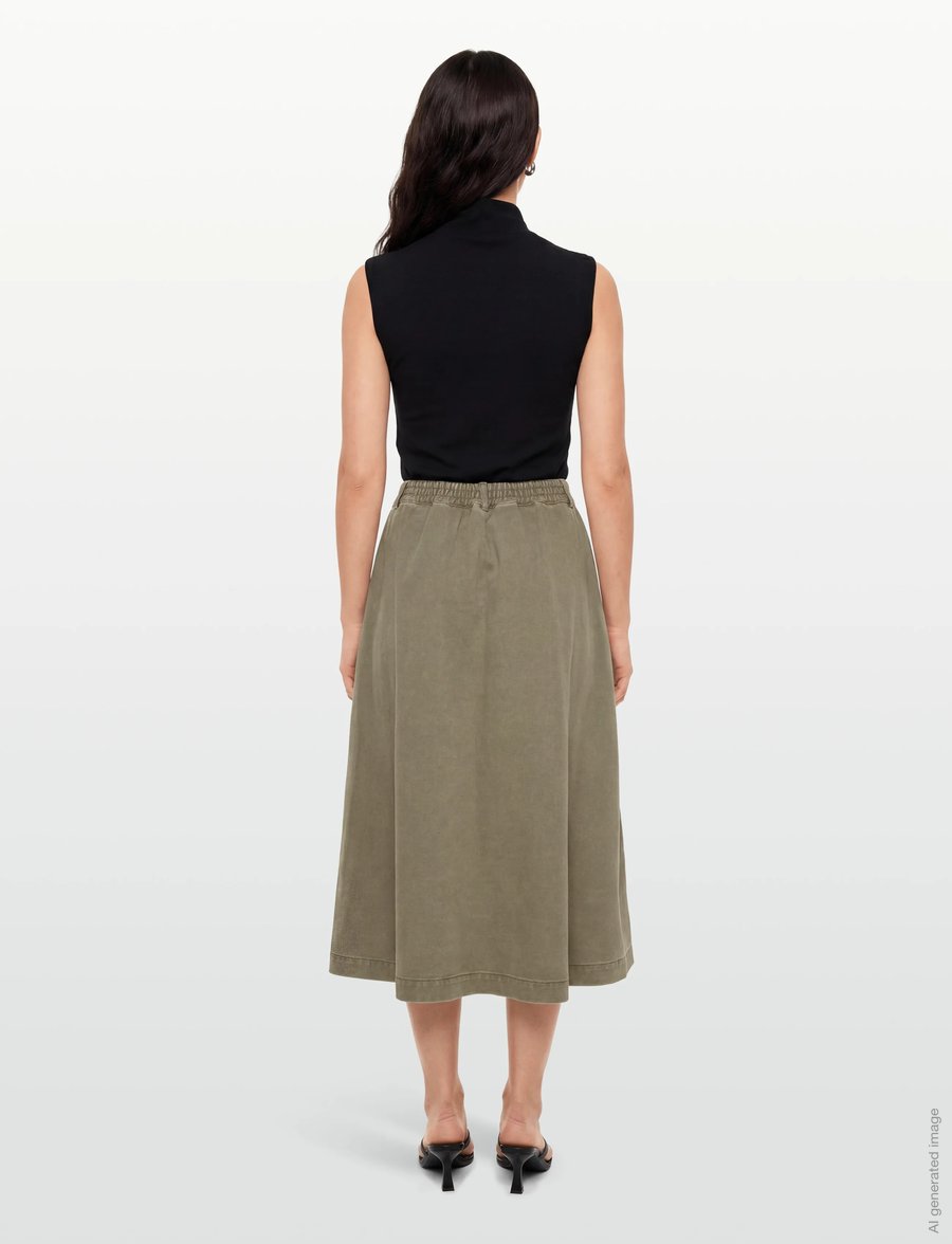 Rue de Tokyo - PEN FADED TWILL - plisseeritud seelikud - sage green - 4