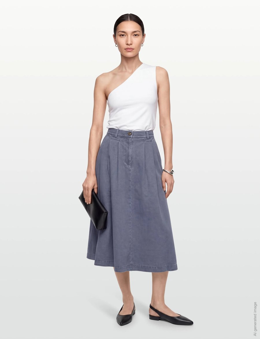 Rue de Tokyo - PEN FADED TWILL - faltenröcke - soft blue - 0