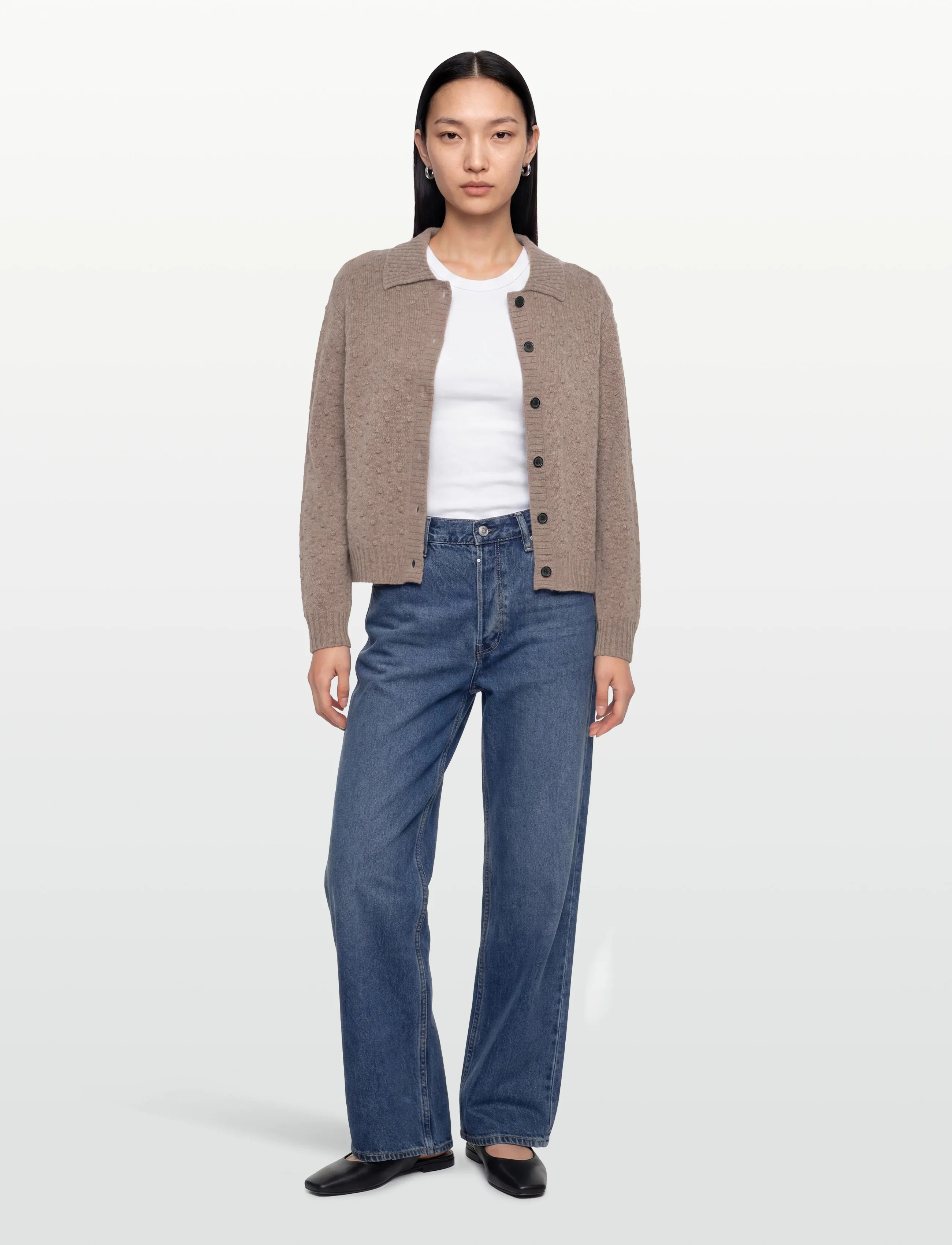 Rue de Tokyo Kian Merino, L, Knitwear, Beige - Cardigans, Frauen