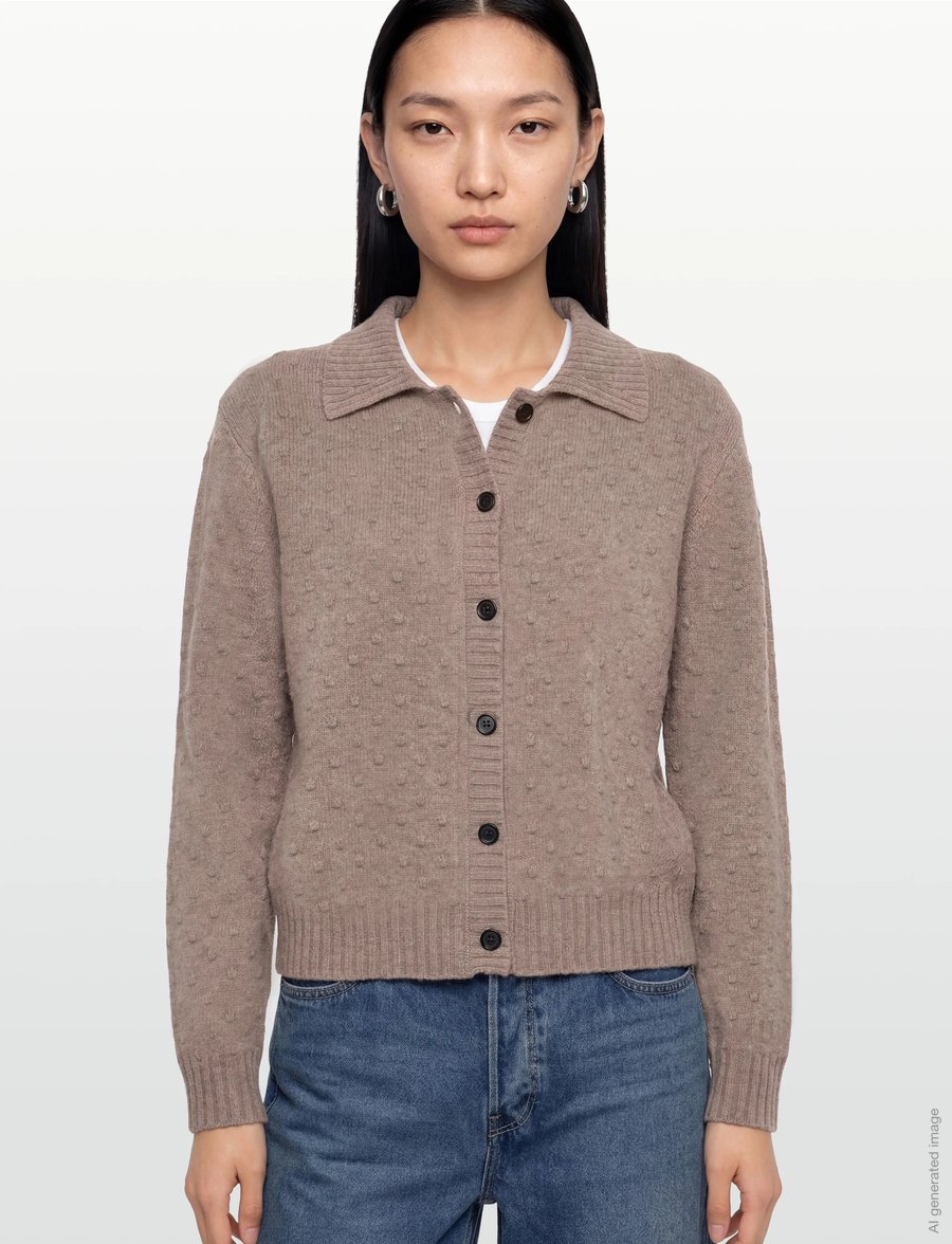 Rue de Tokyo - KIAN MERINO - strickjacken - taupe melange - 3