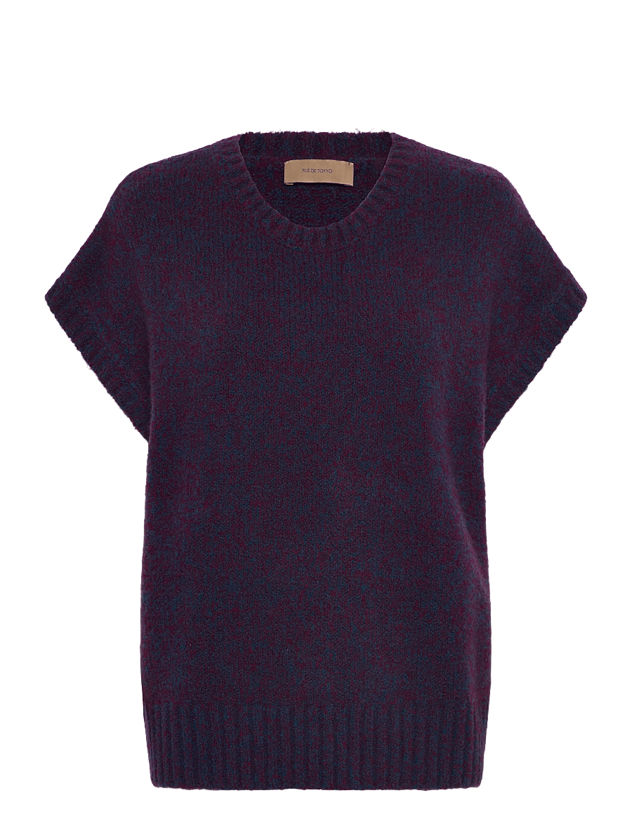 Rue de Tokyo - KALINA NOVELTY KNIT - strikveste - navy / aubergine - 0