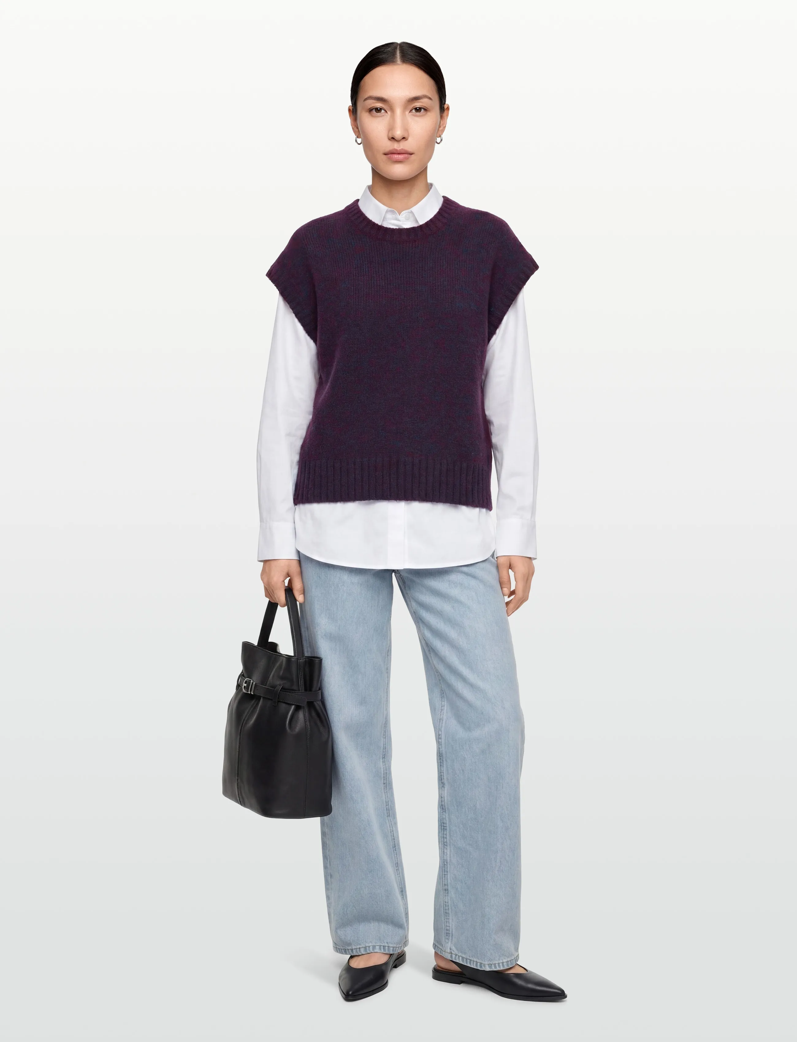 Rue de Tokyo Kalina Novelty Knit, M, Westen, Marineblau - Knitted Frauen