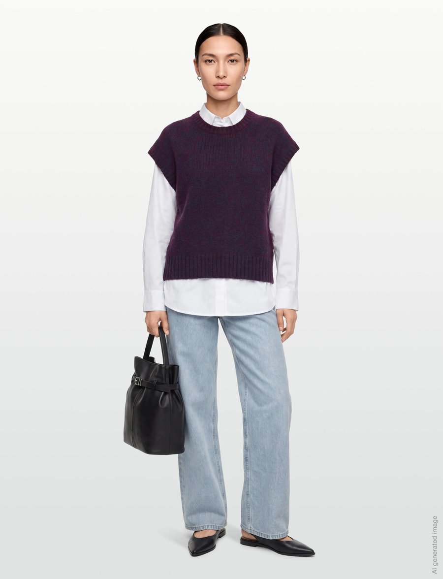 Rue de Tokyo - KALINA NOVELTY KNIT - stickade västar - navy / aubergine - 0