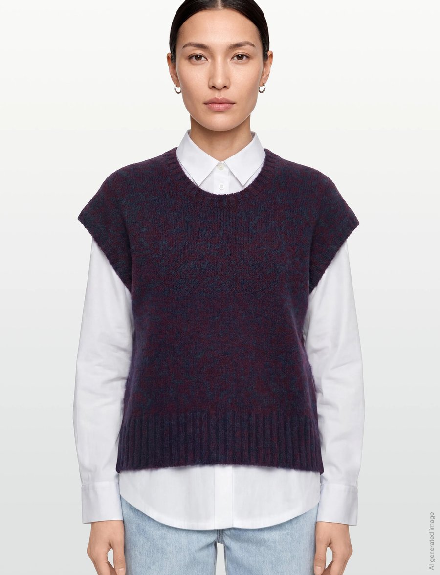 Rue de Tokyo - KALINA NOVELTY KNIT - stickade västar - navy / aubergine - 3