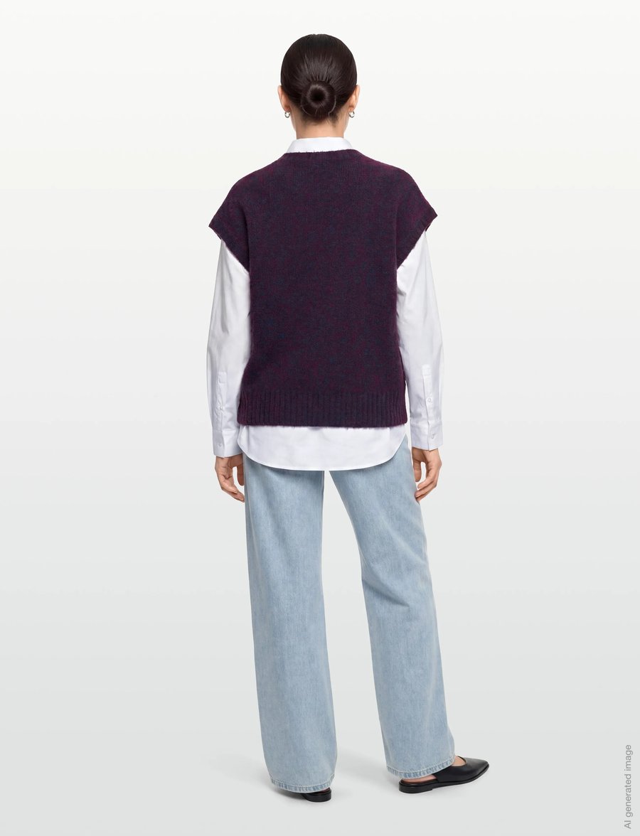Rue de Tokyo - KALINA NOVELTY KNIT - stickade västar - navy / aubergine - 4
