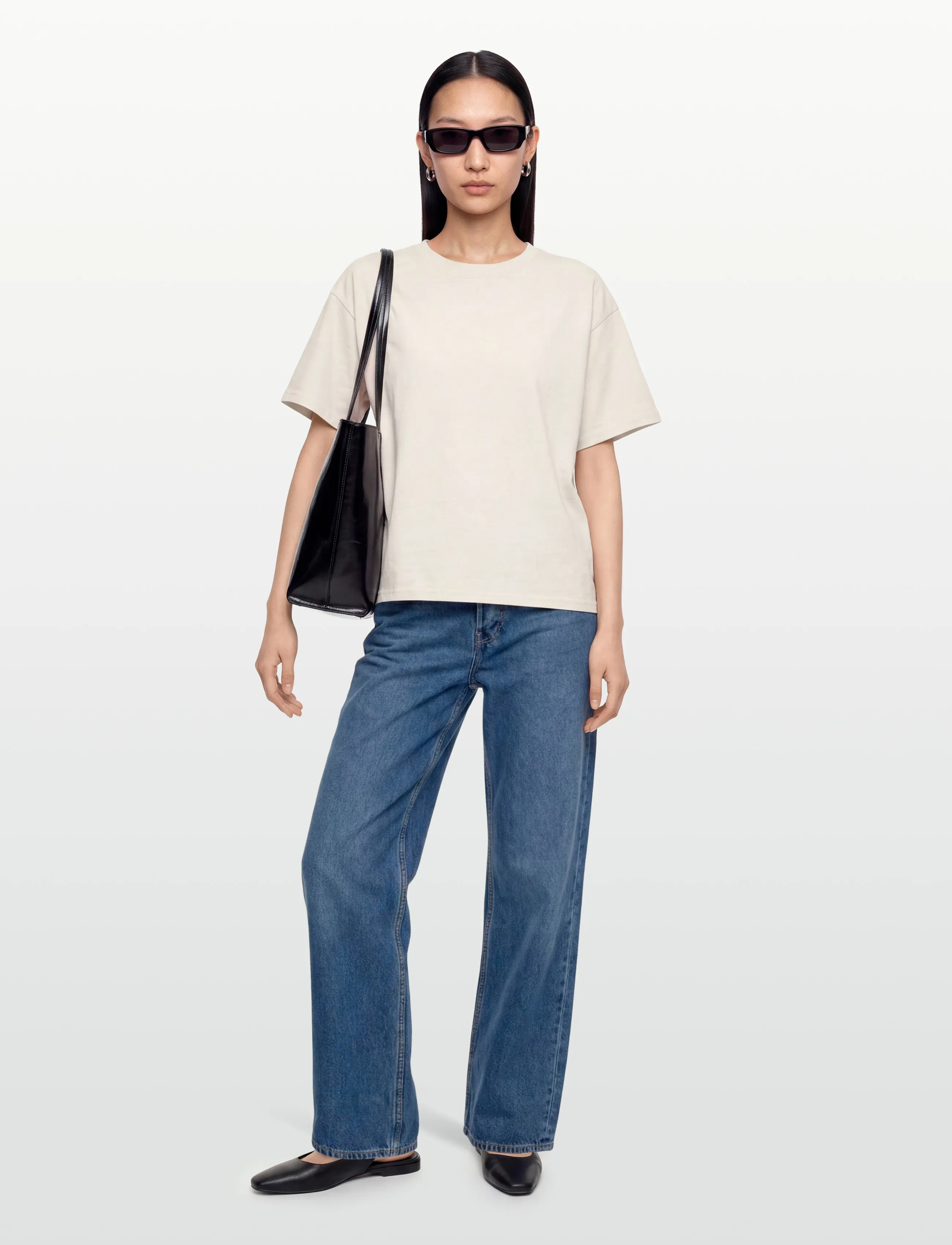 Rue de Tokyo TORA LIGHT GMTD JERSEY - T-shirts & Toppe - PARCHMENT WHITE / cream