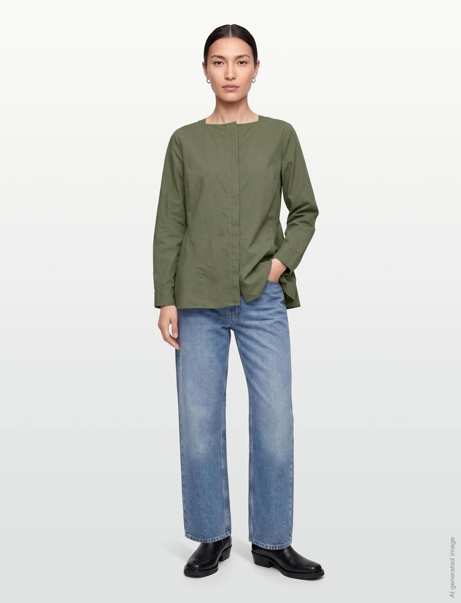 Rue de Tokyo - SILJA GMTD POPLIN - långärmade skjortor - moss green - 0