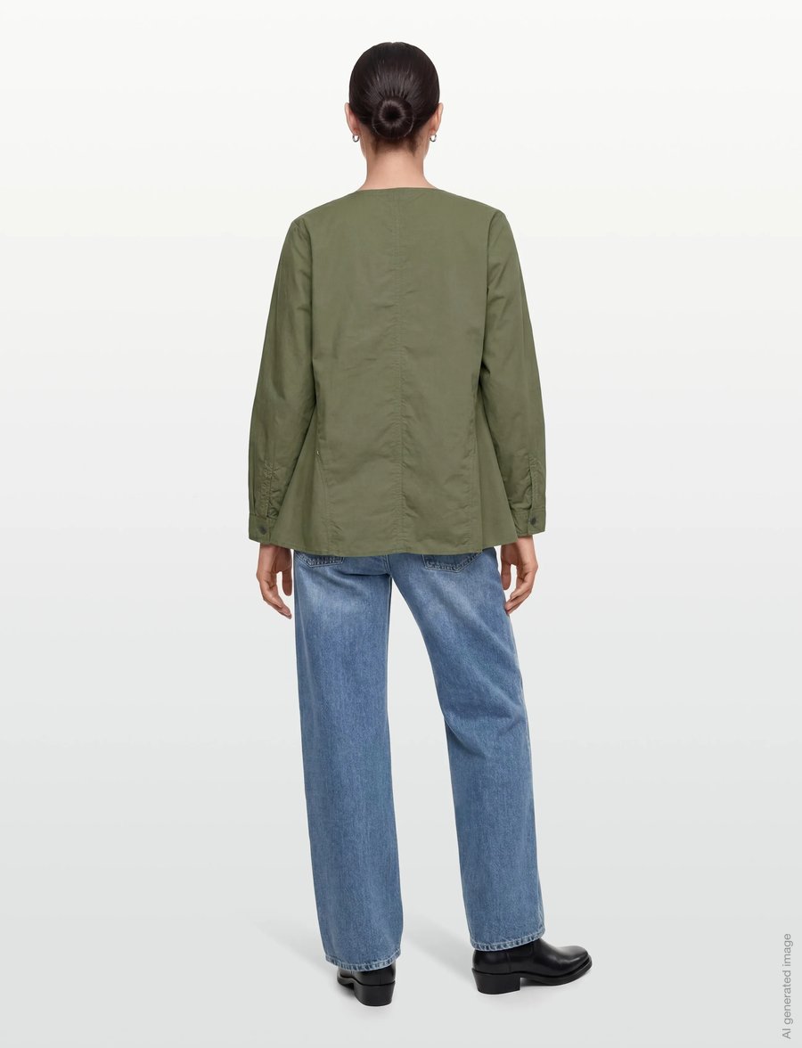 Rue de Tokyo - SILJA GMTD POPLIN - långärmade skjortor - moss green - 4