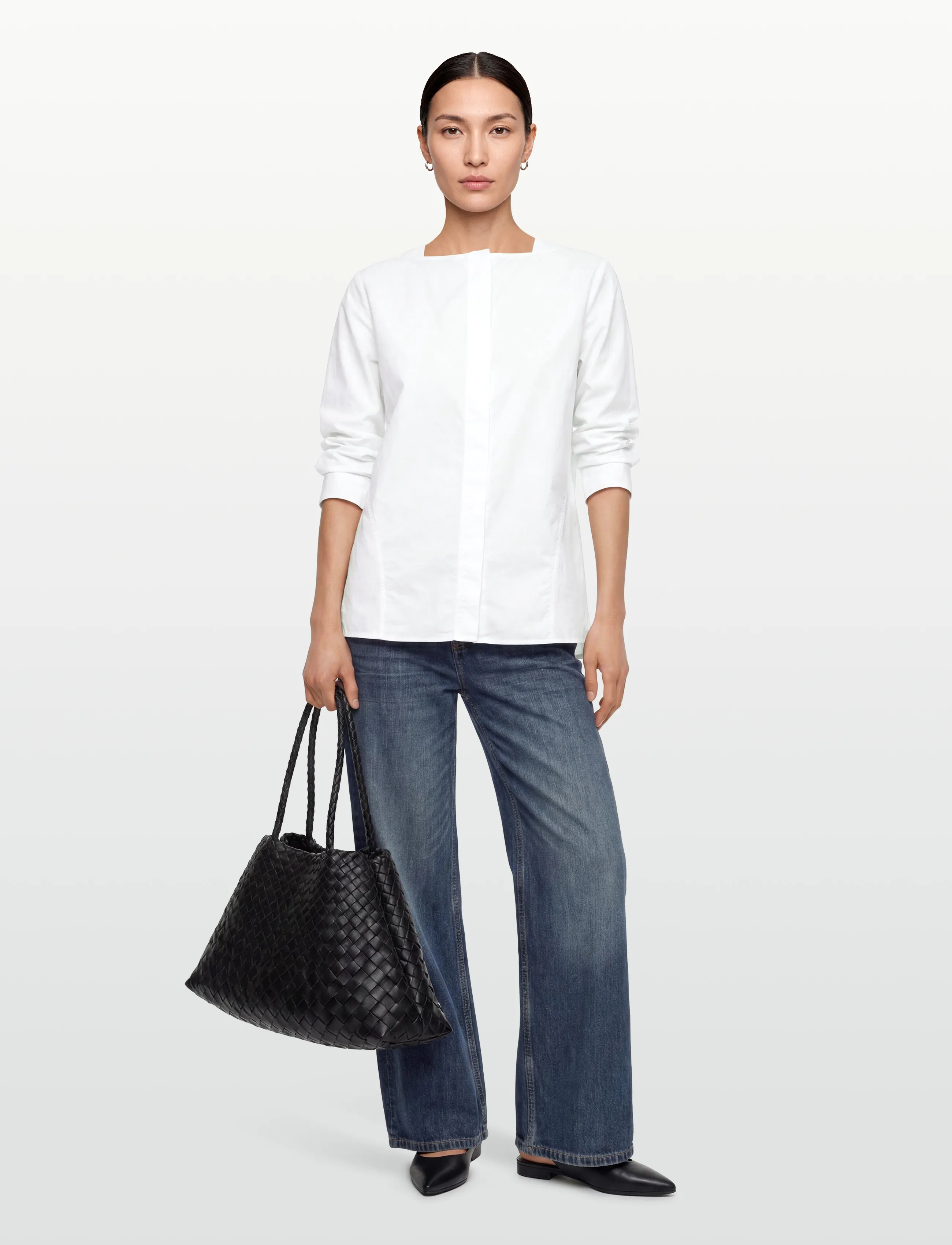 Rue de Tokyo Silja Gmtd Poplin, XS, Shirts, Weiß - Long-sleeved, Frauen