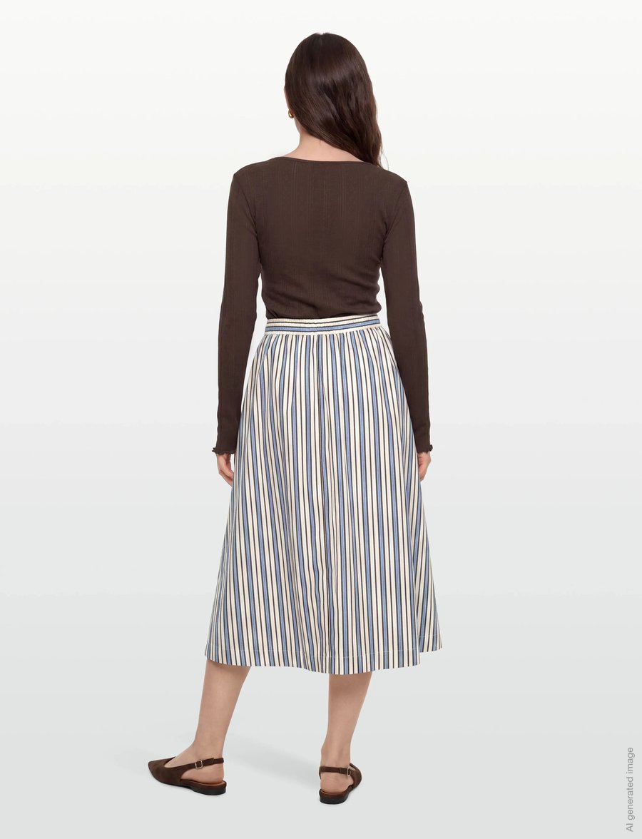 Rue de Tokyo - PUCK TRIO STRIPE - midi-röcke - blue purple cream stripe - 4