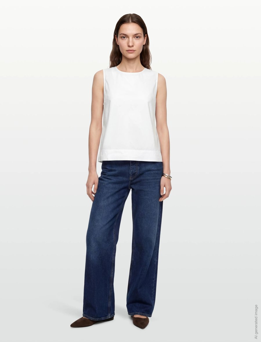Rue de Tokyo - SHARREN GMTD POPLIN - Ärmellose blusen - white - 0