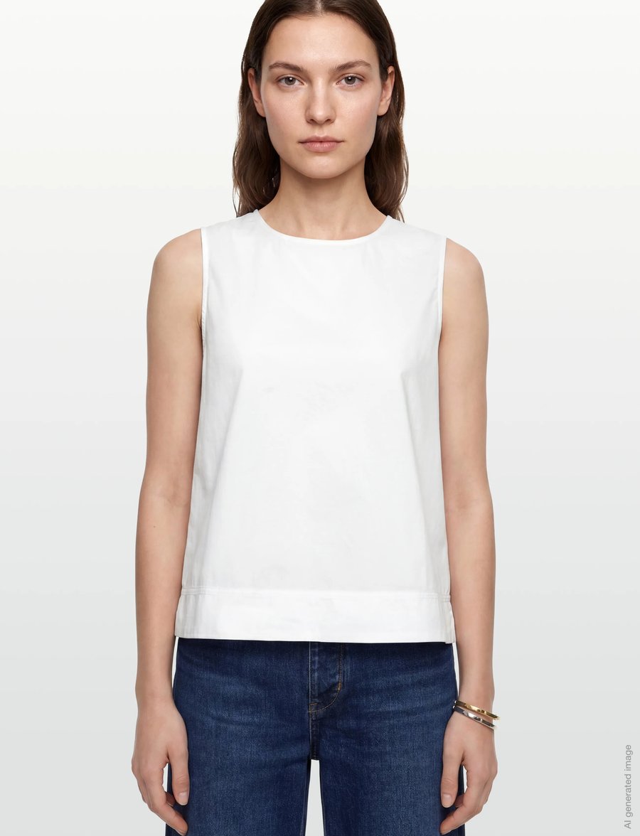 Rue de Tokyo - SHARREN GMTD POPLIN - Ärmellose blusen - white - 3