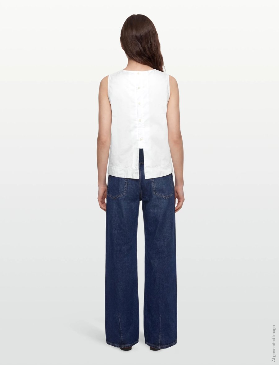 Rue de Tokyo - SHARREN GMTD POPLIN - Ärmellose blusen - white - 4