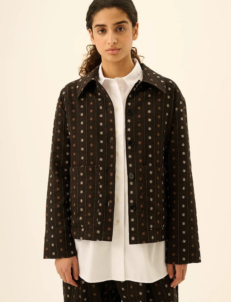 Rue de Tokyo - CECILY FLOWER STRIPE - Õhukesed jakid - brown - 0