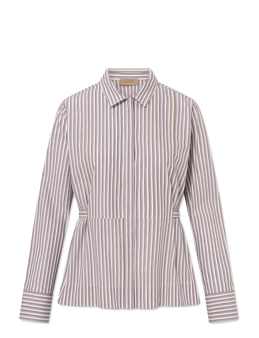 Rue de Tokyo - SALOMA TRIPLE STRIPE - langærmede skjorter - brown/purple/white - 1