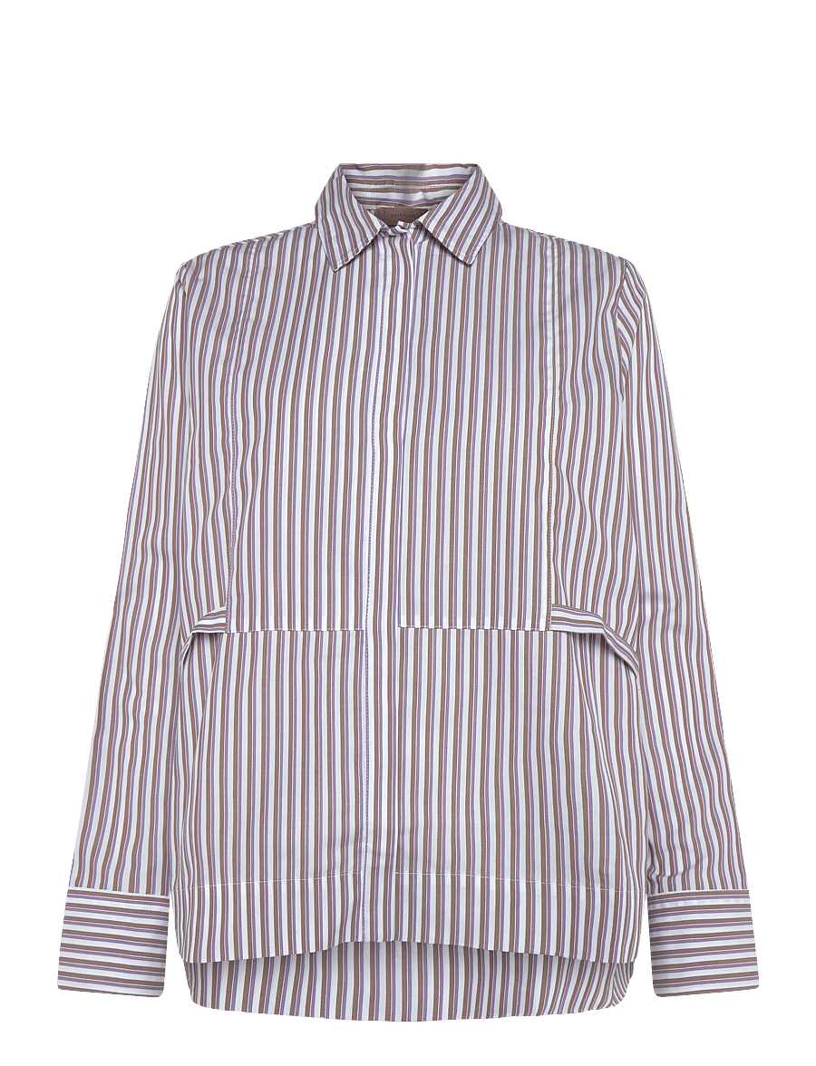 Rue de Tokyo - SALOMA TRIPLE STRIPE - langerma skyrtur - brown/purple/white - 1