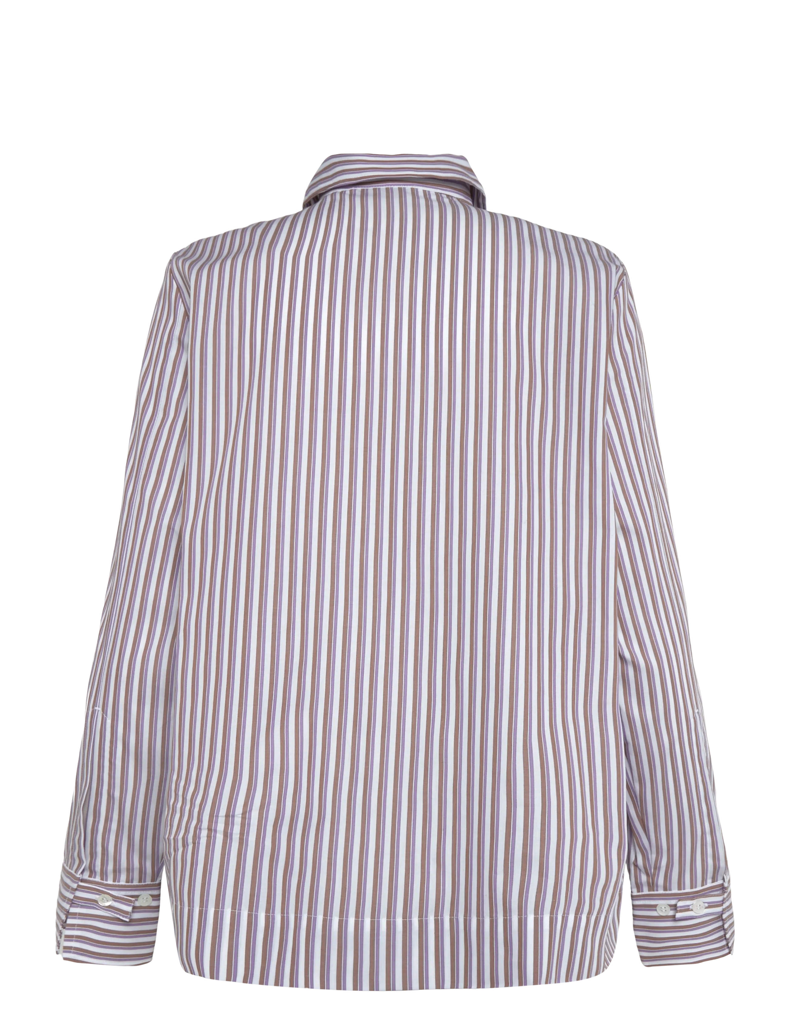 Rue de Tokyo - SALOMA TRIPLE STRIPE - langerma skyrtur - brown/purple/white - 2