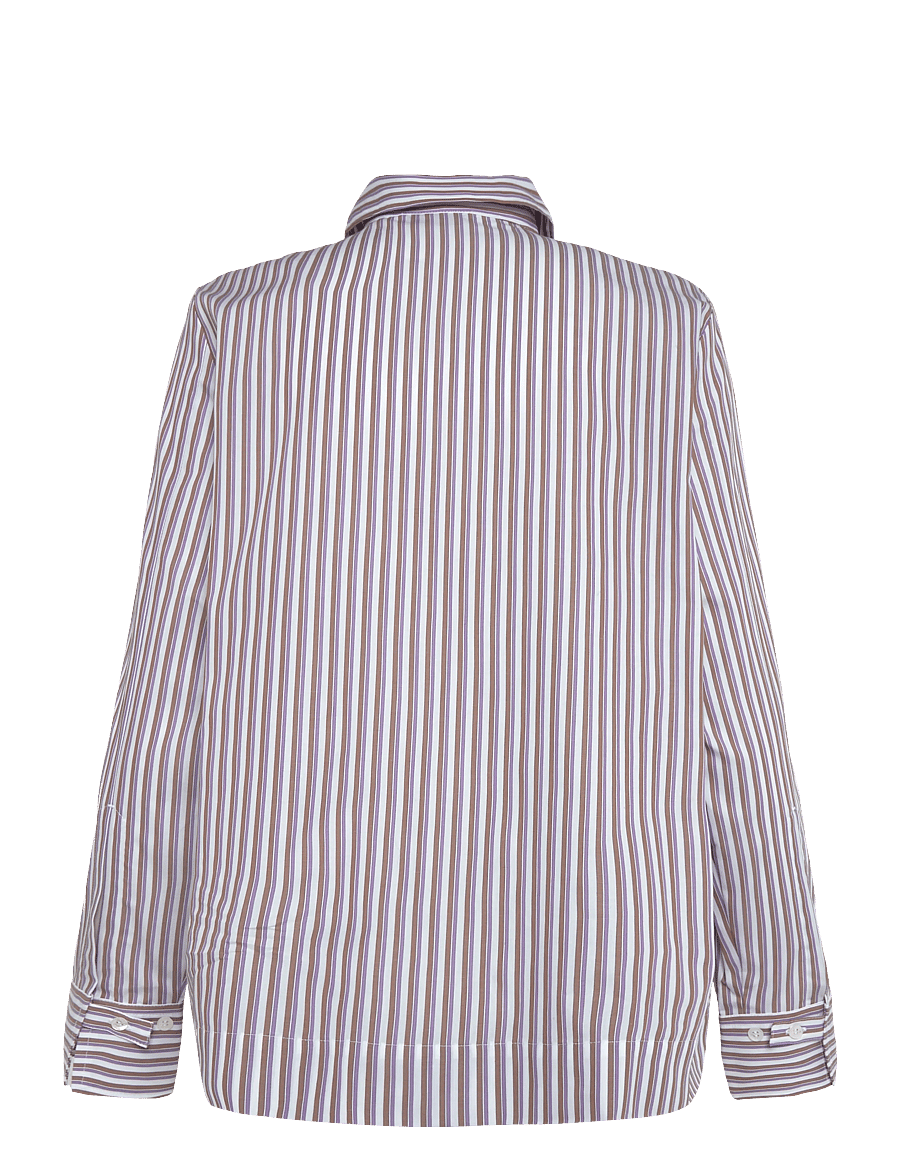 Rue de Tokyo - SALOMA TRIPLE STRIPE - langerma skyrtur - brown/purple/white - 2