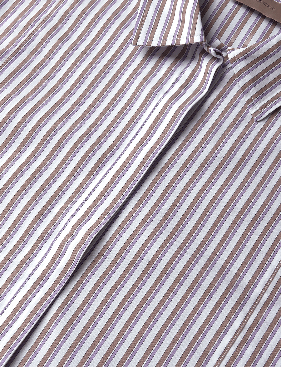 Rue de Tokyo - SALOMA TRIPLE STRIPE - langerma skyrtur - brown/purple/white - 3