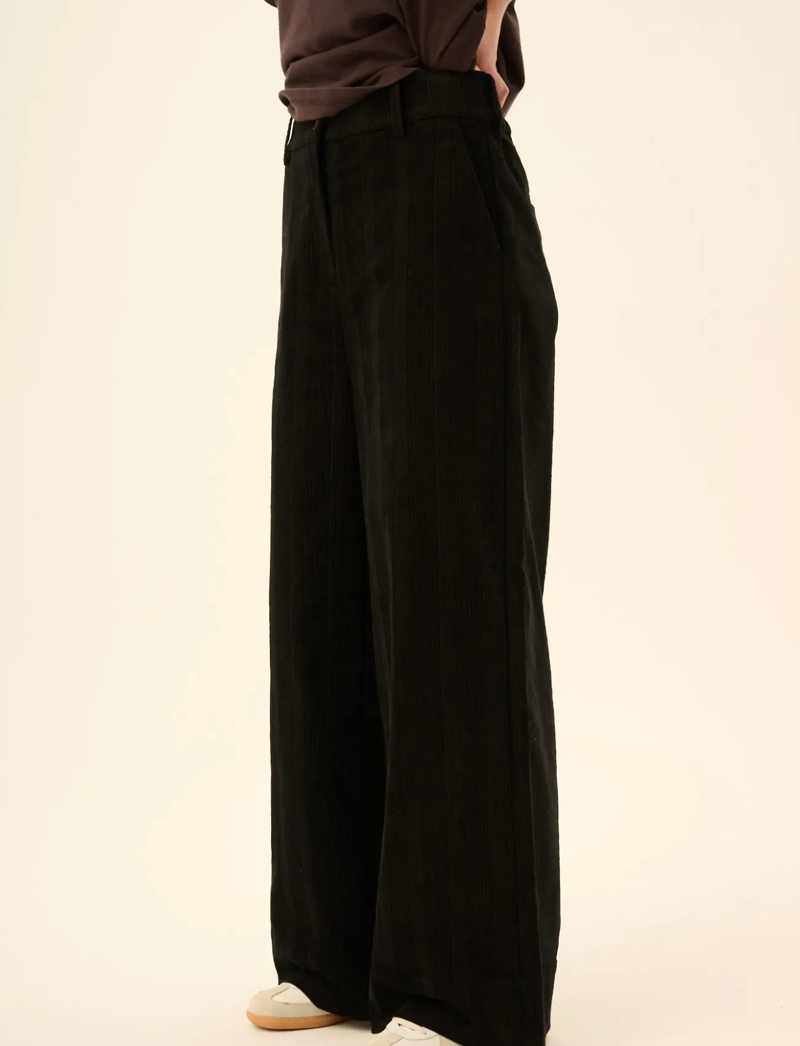 Rue de Tokyo PHILLY STRUCTURED CORDUROY - Hosen - BLACK / black