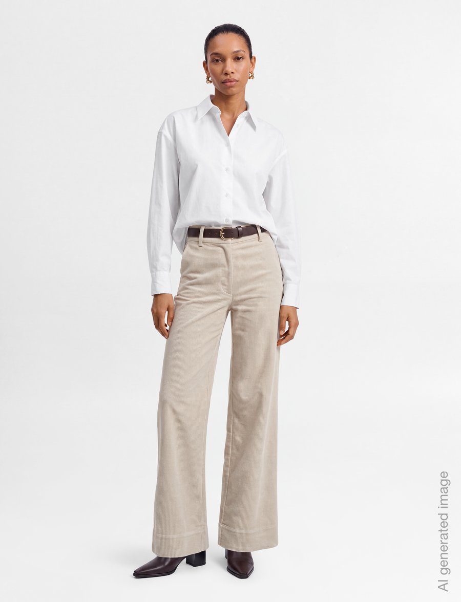 Rue de Tokyo - PHILLY STRUCTURED CORDUROY - cordhosen - eggshell - 0
