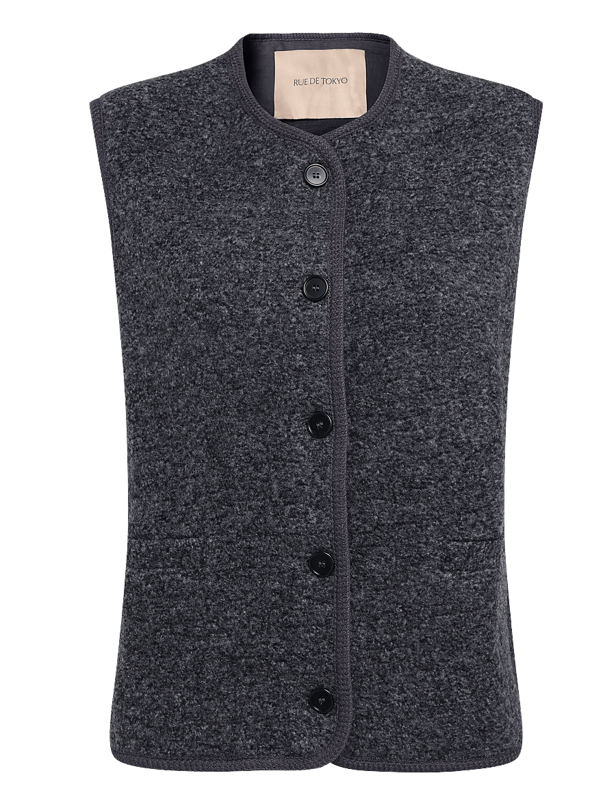Rue de Tokyo - CAS TEDDY - fleece- och teddyvästar - dark coal - 1