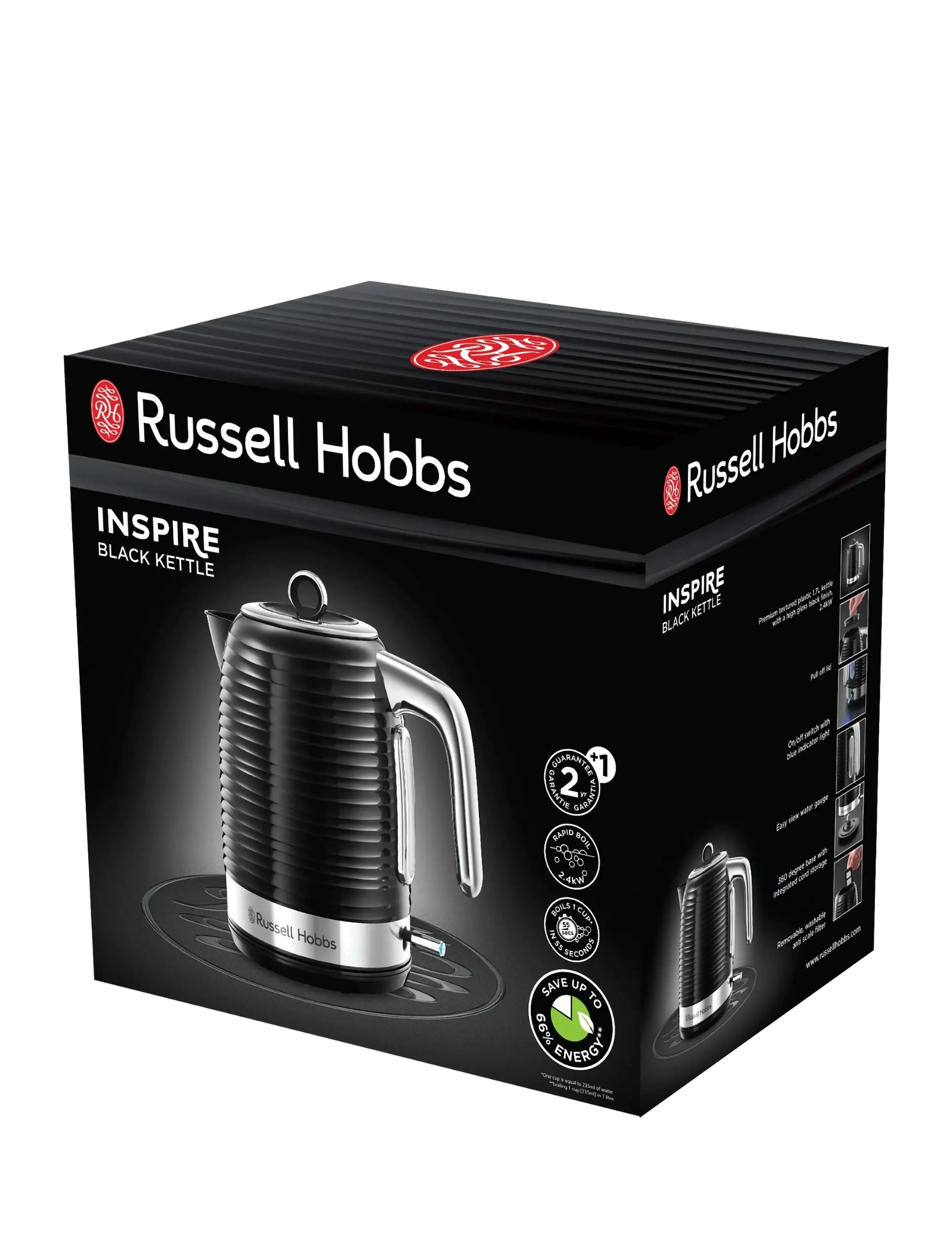 Russell Hobbs - Inspire Kettle Black - vedenkeittimet - black - 2