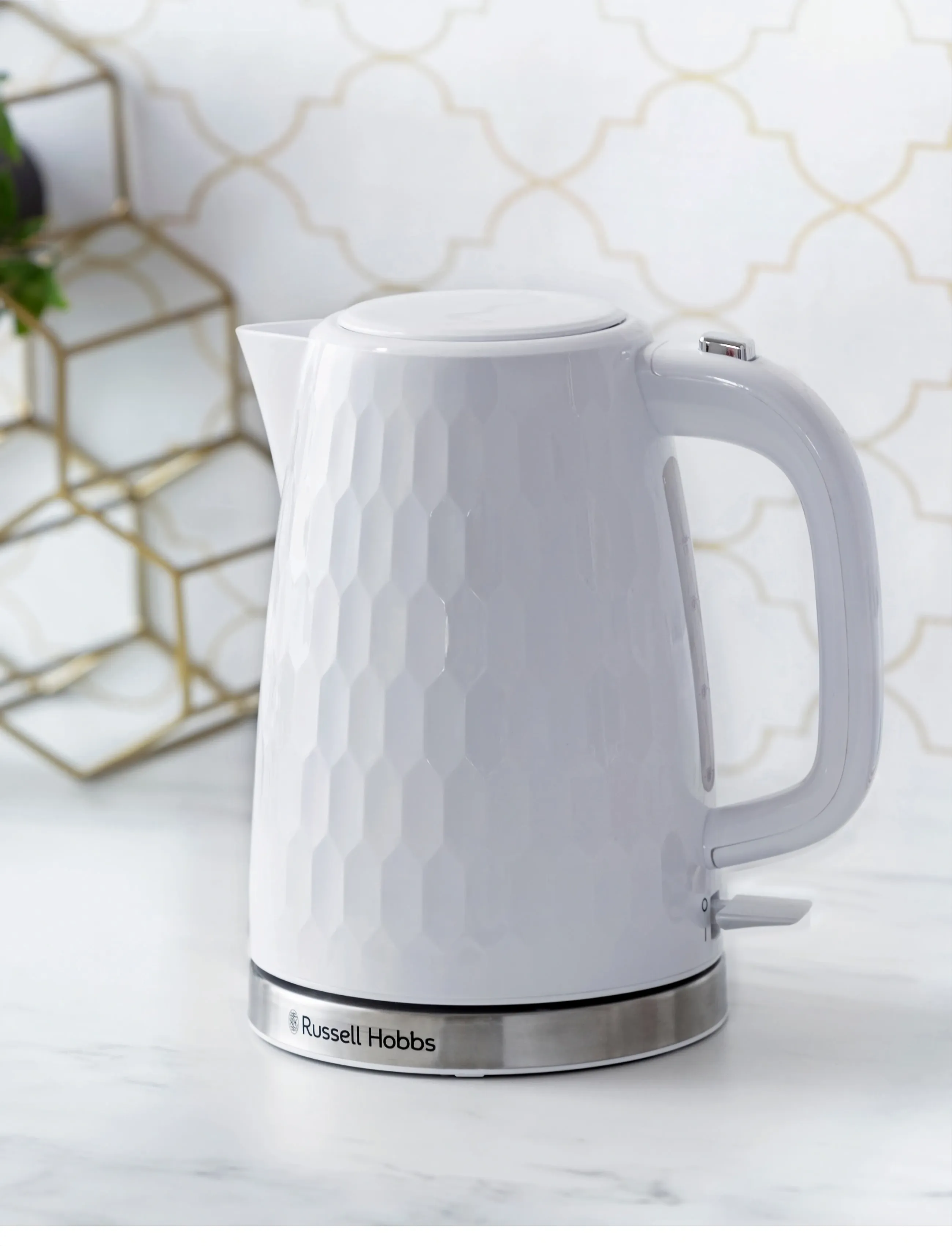 Russell Hobbs Honeycomb Kettle White, 1.7 L, Kitchen Appliances, Weiß - Kettles & Water Boilers, Homeware