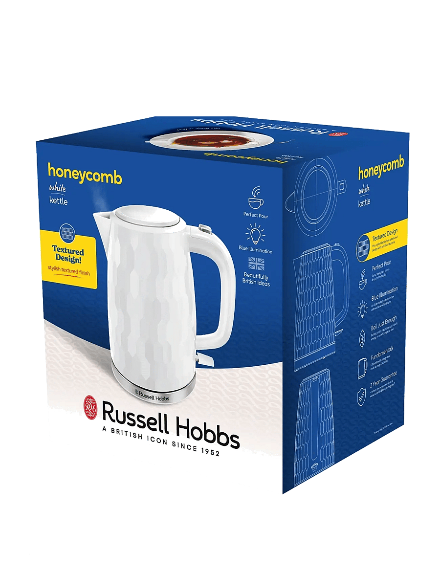Russell Hobbs - Honeycomb Kettle White - veekeetjad ja -keedukannud - white - 2