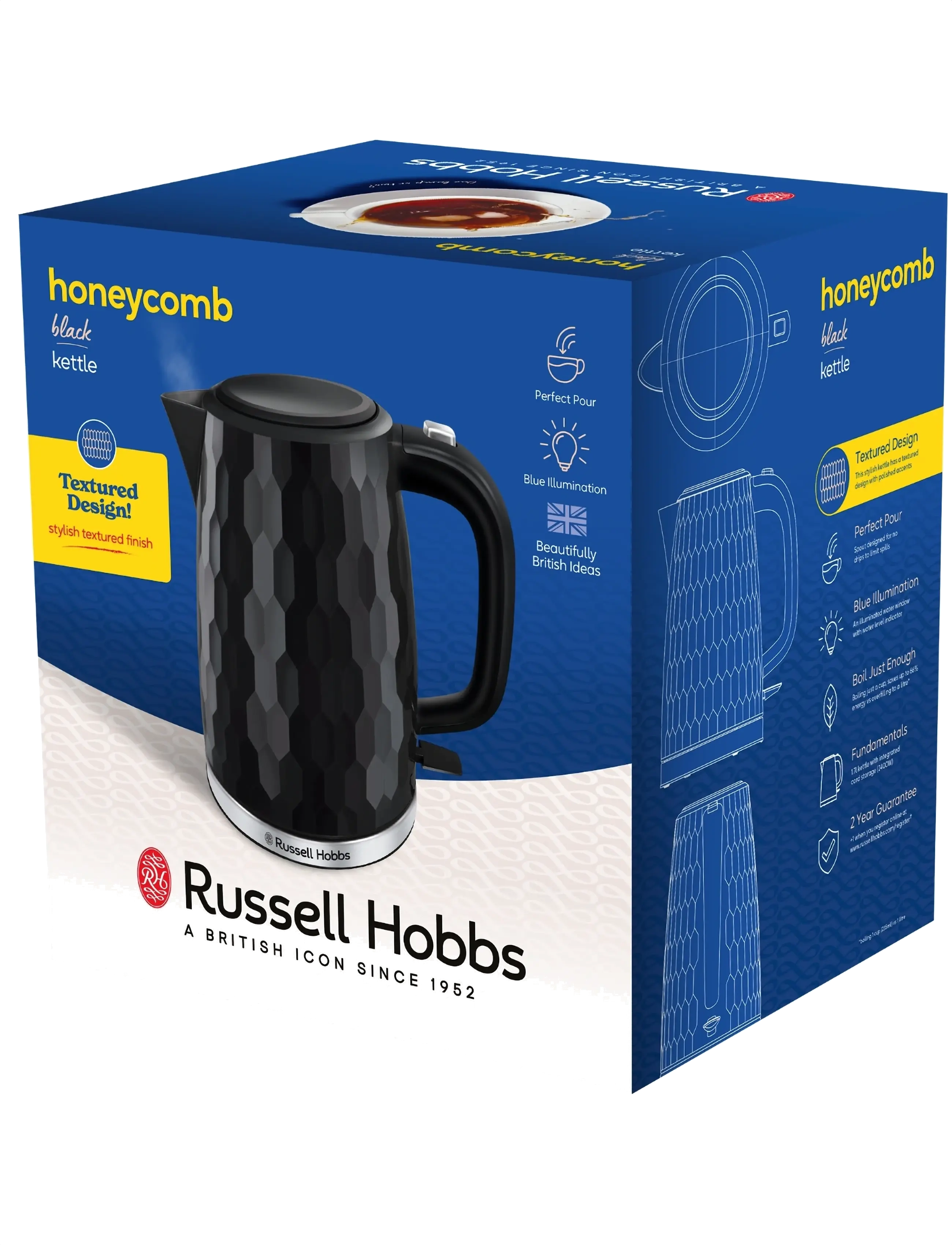 Russell Hobbs - Honeycomb Kettle Black - katlar og suðukatlar - black - 2
