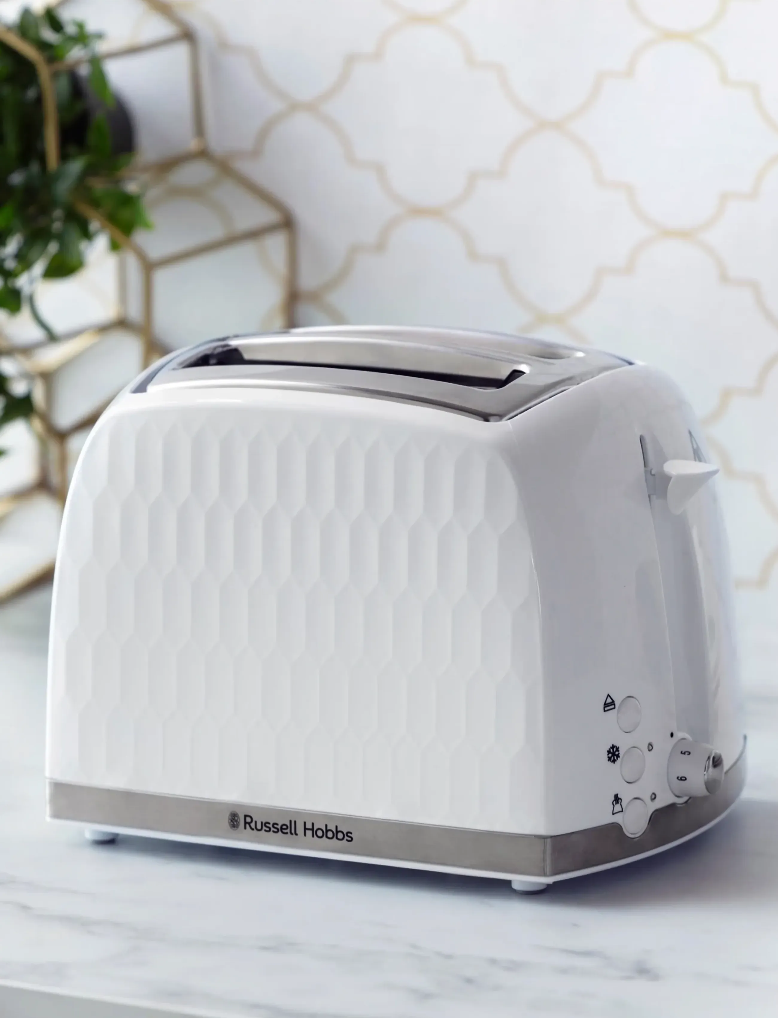 Russell Hobbs Honeycomb 2S Toaster White, 2 S, Kitchen Appliances, Weiß - Toasters, Homeware