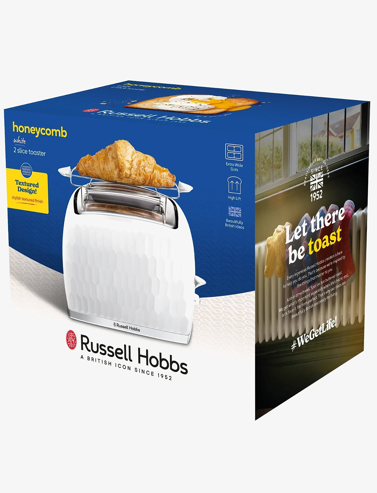 Russell Hobbs - Honeycomb 2S Toaster White - brødrister - white - 1