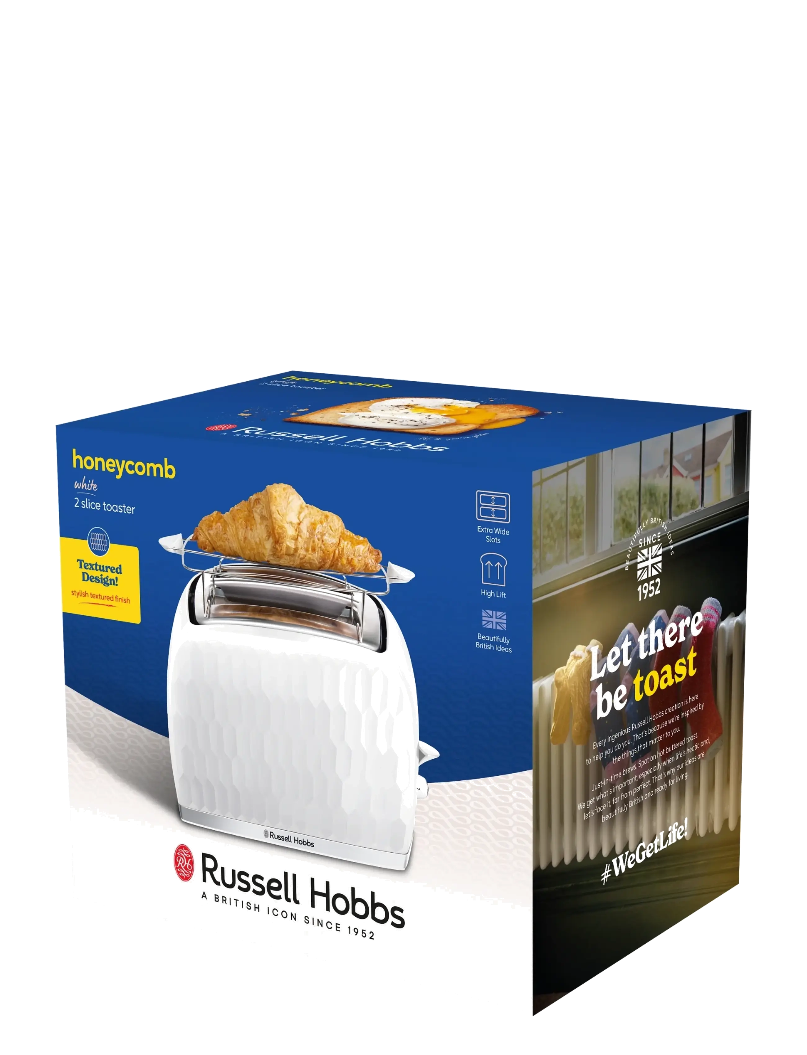 Russell Hobbs - Honeycomb 2S Toaster White - toaster - white - 2