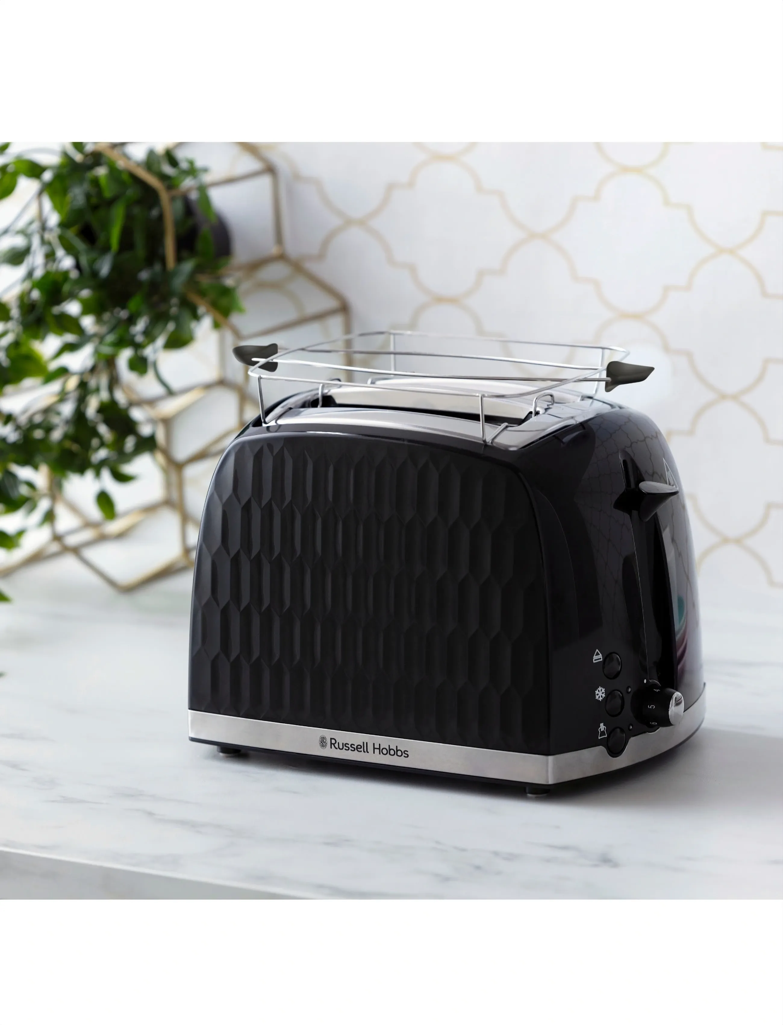Russell Hobbs Honeycomb 2S Toaster Black, 2 S, Kitchen Appliances, Schwarz - Toasters, Homeware