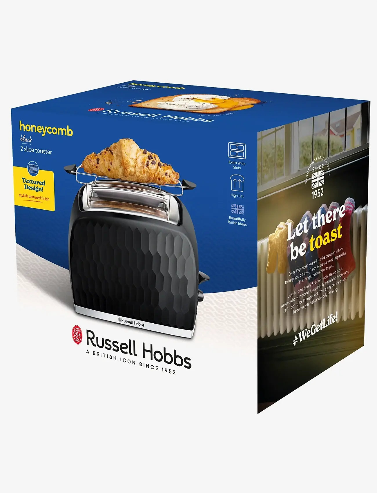 Russell Hobbs - Honeycomb 2S Toaster Black - toaster - black - 2