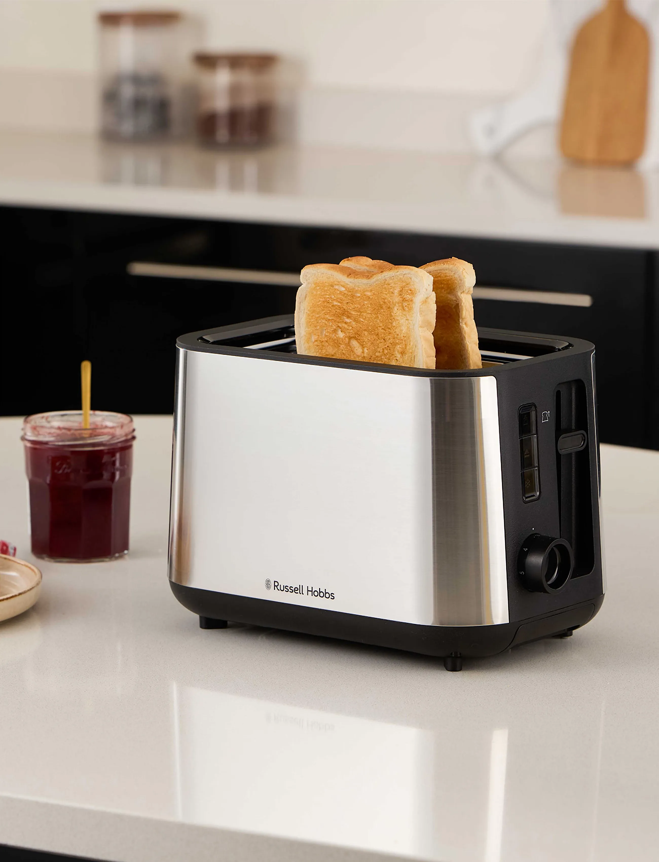 Russell Hobbs Heaton Brushed Toaster, 2 S, Kitchen Appliances, Silber - Toasters, Homeware