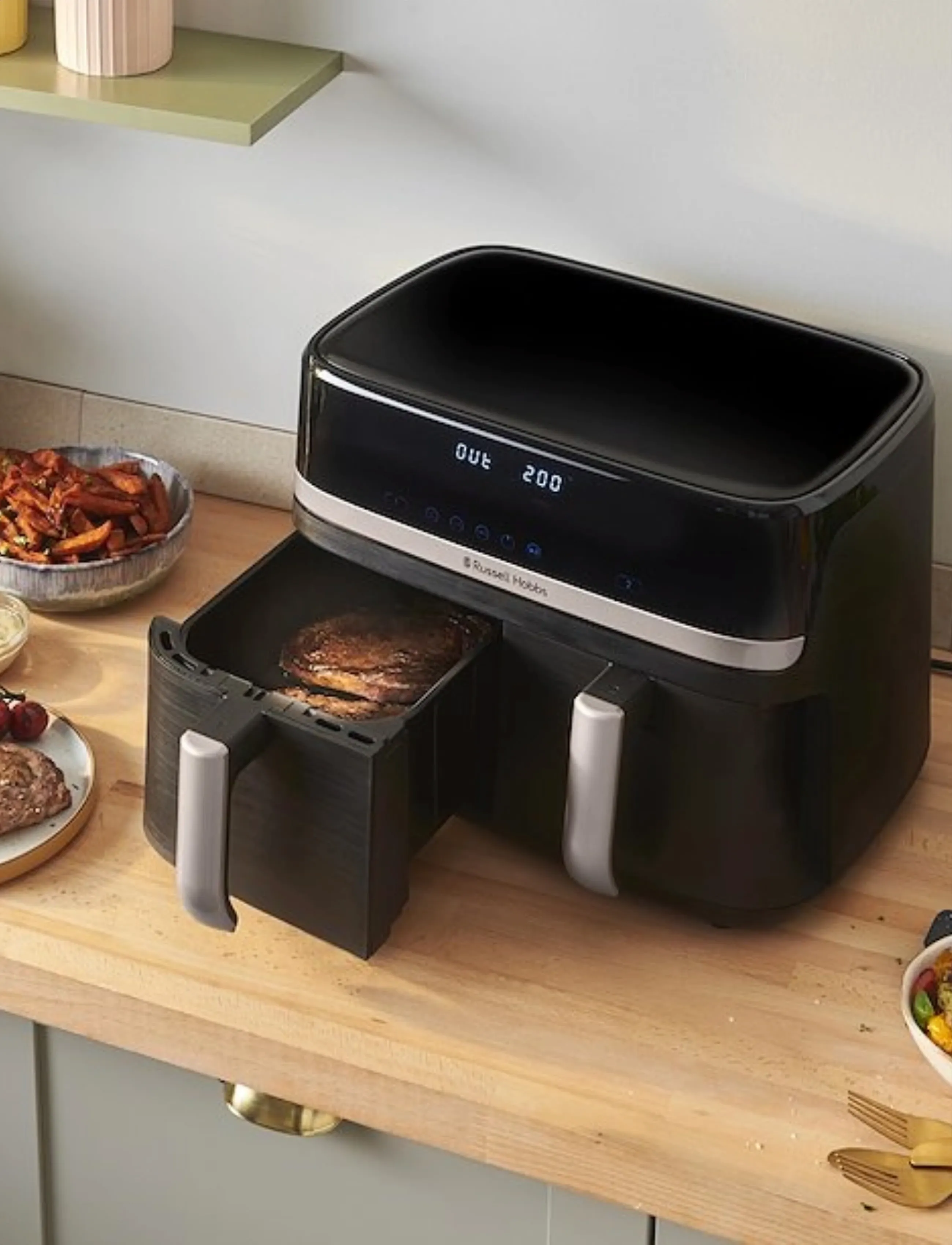 Russell Hobbs Rh Satisfry Dual Basket Air Fry, 9 L, Kitchen Appliances, Schwarz - Fryers, Homeware