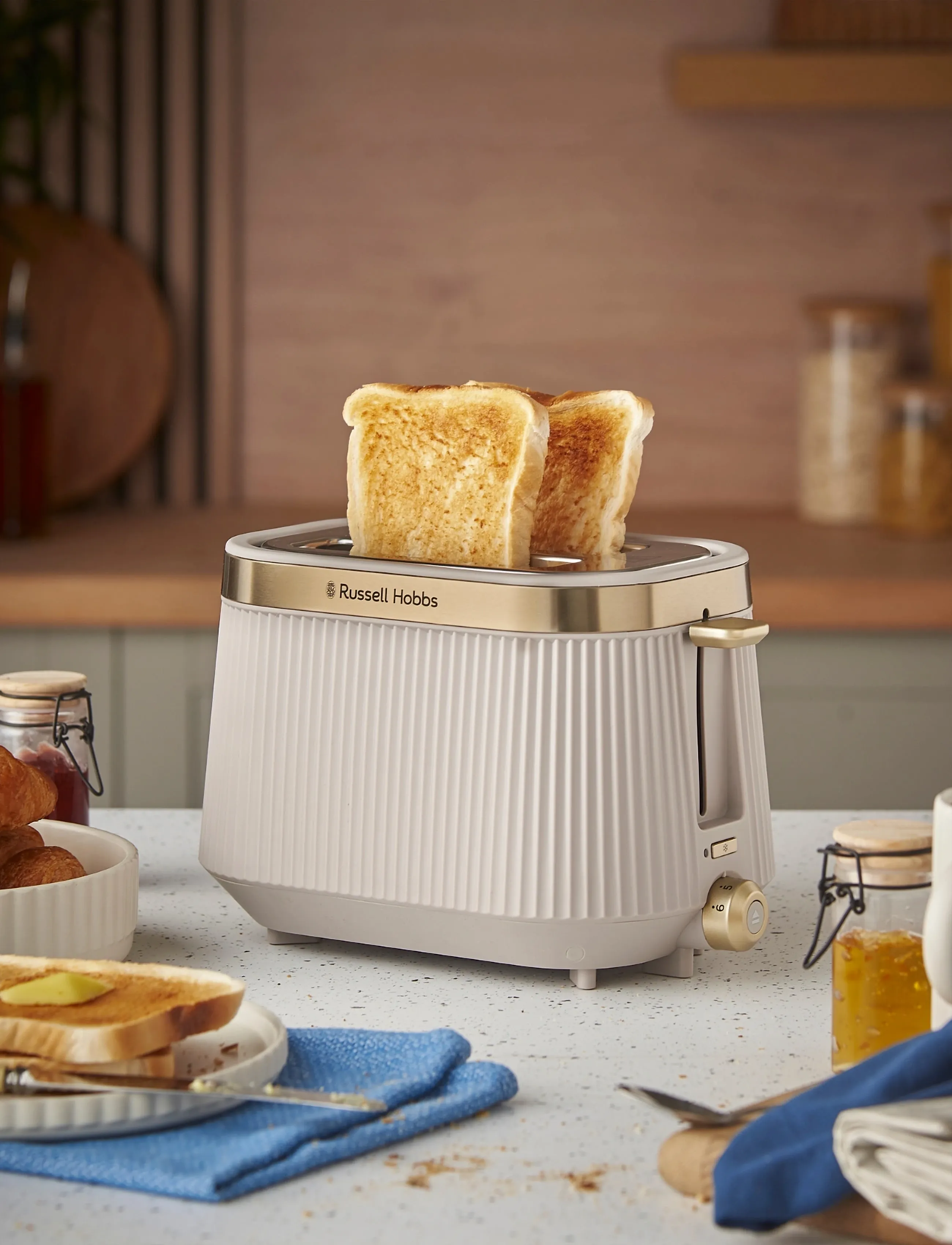 Russell Hobbs Rh Brontë 2S Toaster Stone, 2 S, Kitchen Appliances, Creme - Toasters, Homeware