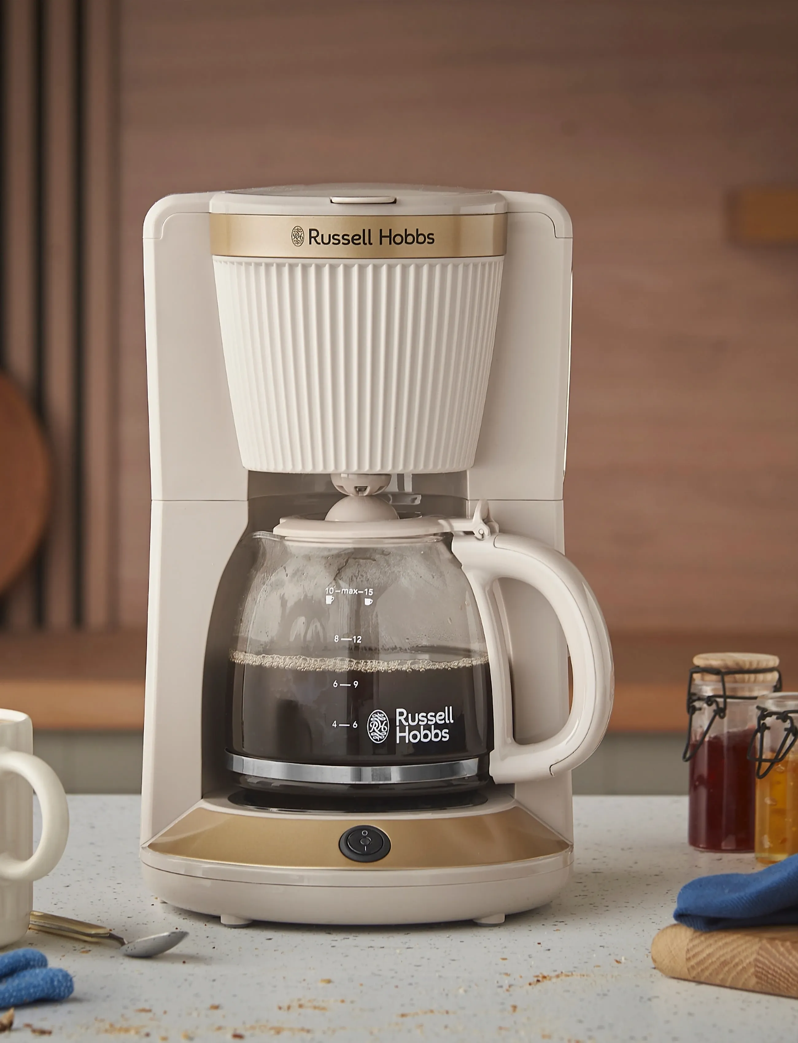 Russell Hobbs Rh Brontë Coffee Maker Stone, 10 CUPS, Cream, Coffee Makers > Coffee Machines, Unisex