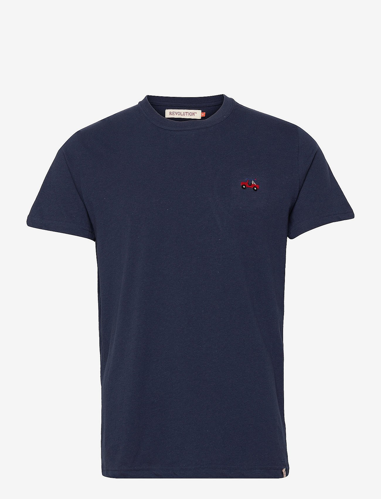 Regular fit t-shirt with tuft embroidery - NAVY-MEL