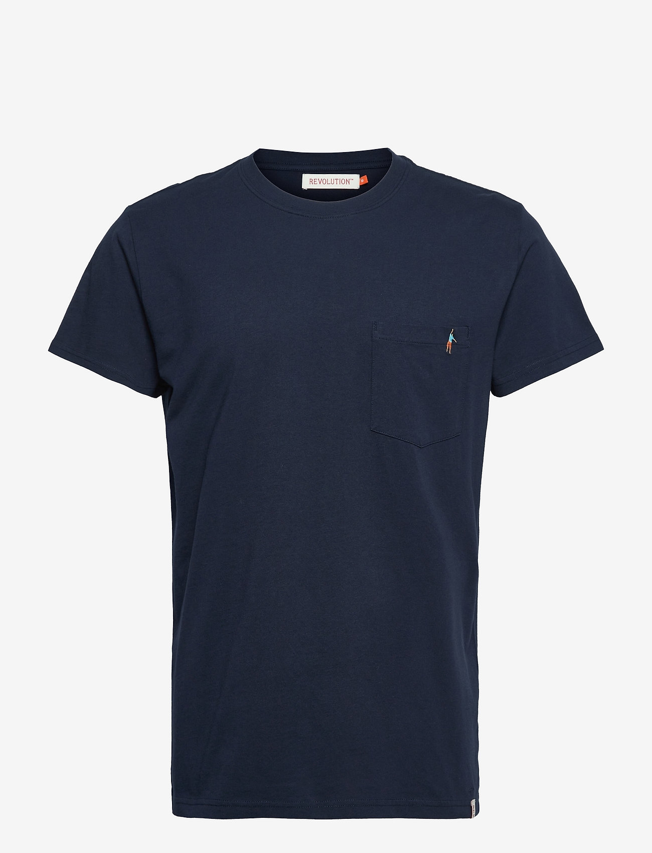 Revolution - Regular fit t-shirt with pocket and embroidery - navy - 0