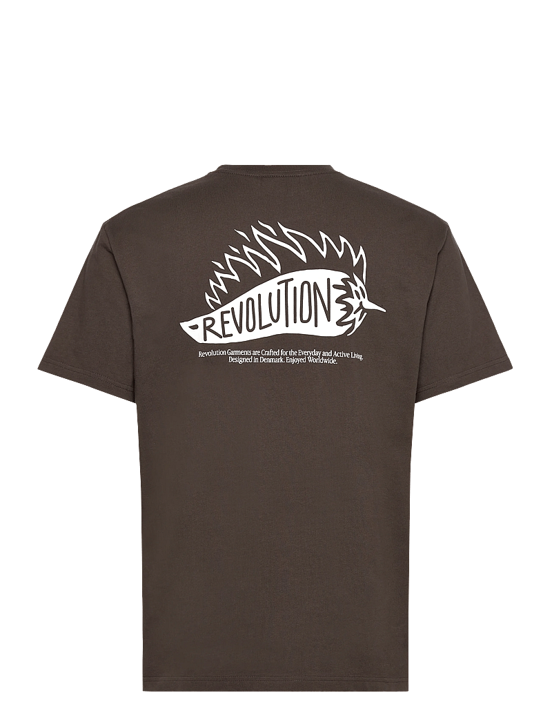Revolution - Application T-Shirt - kurzärmelig - brown - 1