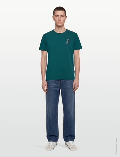 Revolution Printed T-shirt - T-skjorter - DARKPETROL / green